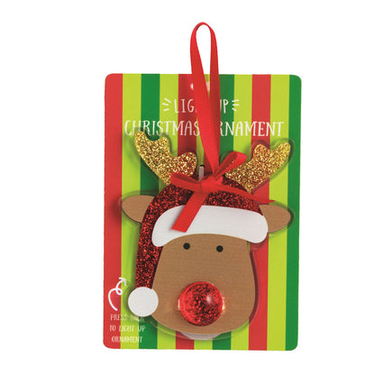 Light-Up Christmas Ornament - Red Reindeer