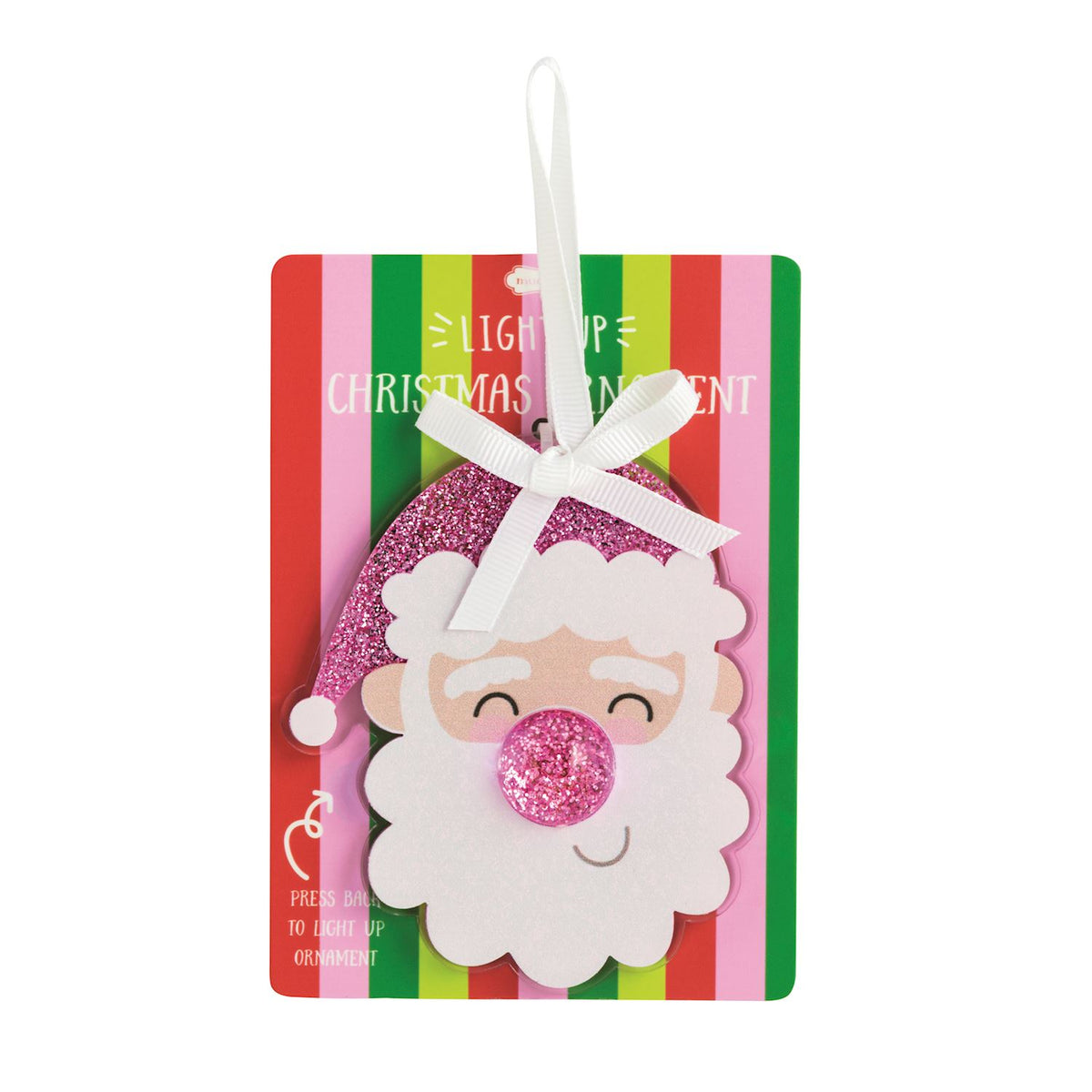Light-Up Christmas Ornament - Pink Santa