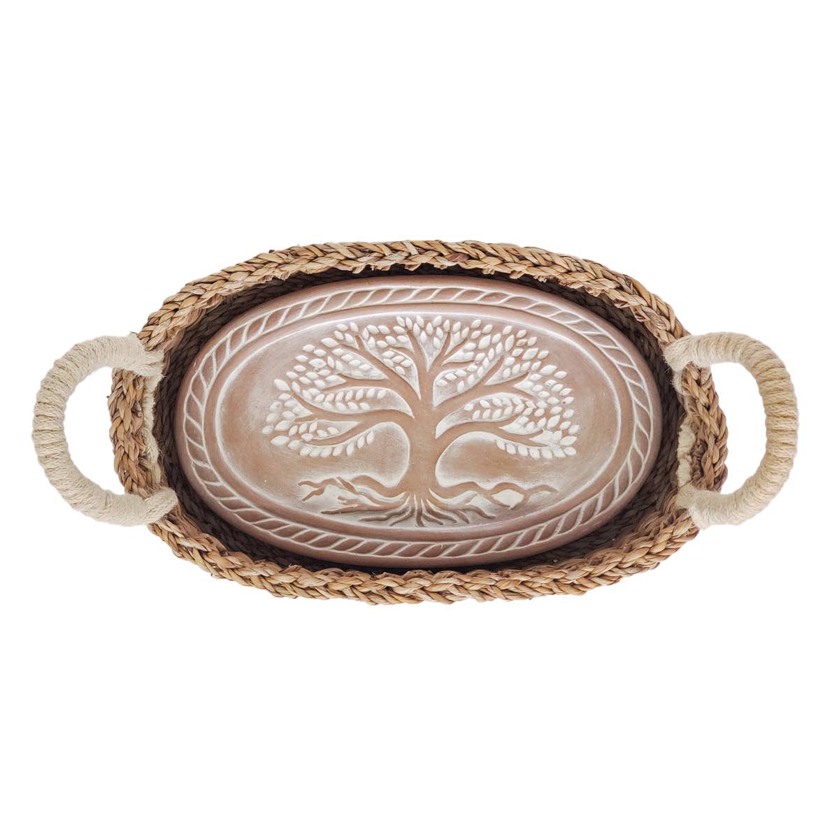 Oval Handmade Bread Warmer & Wicker Basket - Tree of Life