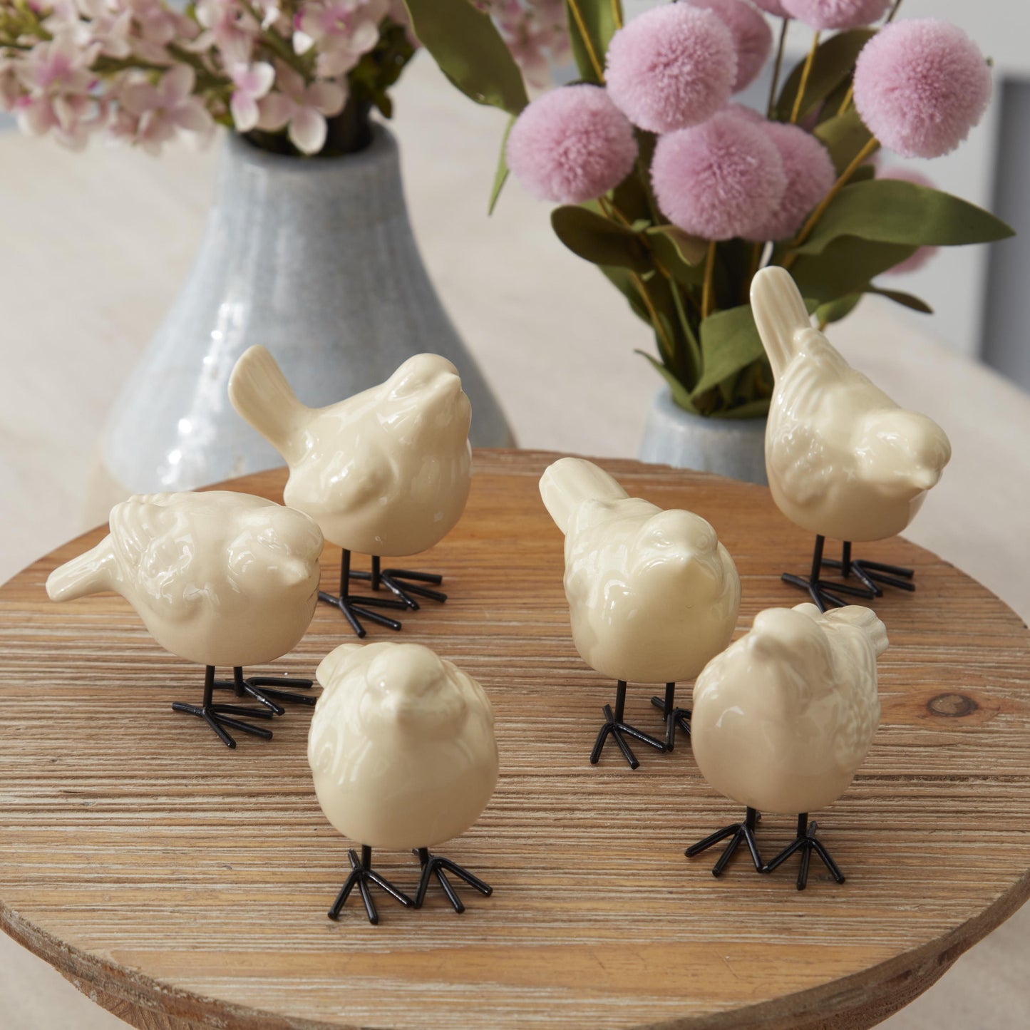 Yellow Porcelain Bird Figurines