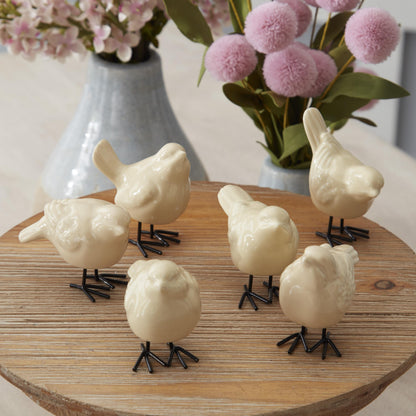 Yellow Porcelain Bird Figurines