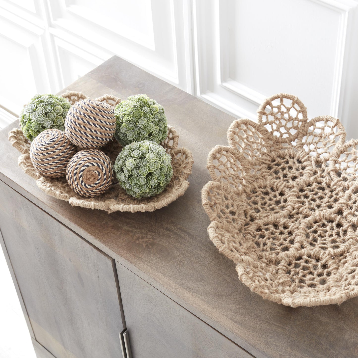 Iron Framed Jute Braided Nesting Tray