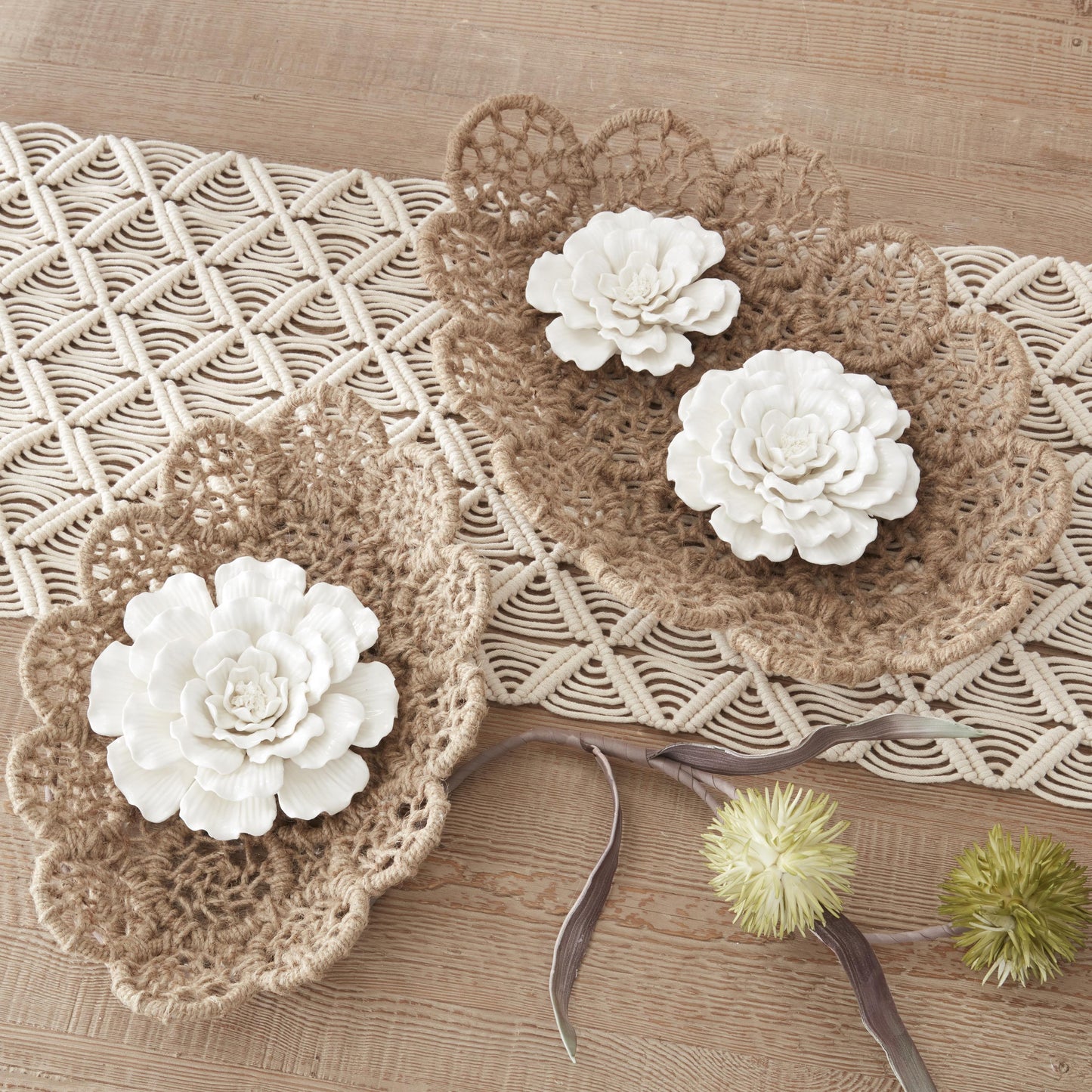 Iron Framed Jute Braided Nesting Tray