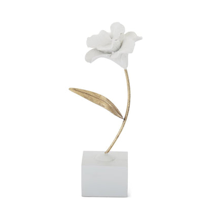 White Resin & Gold Metal Stem Flowers