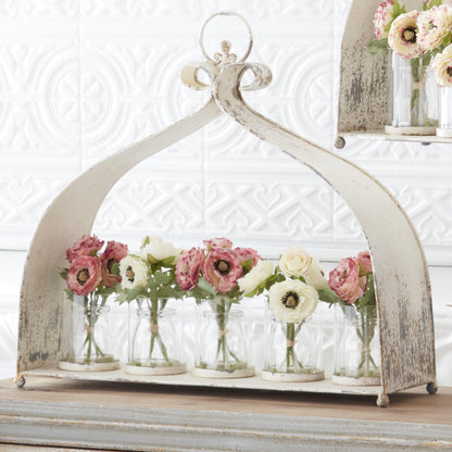 Glass Vase with Faux Water & White Ranunculus Set