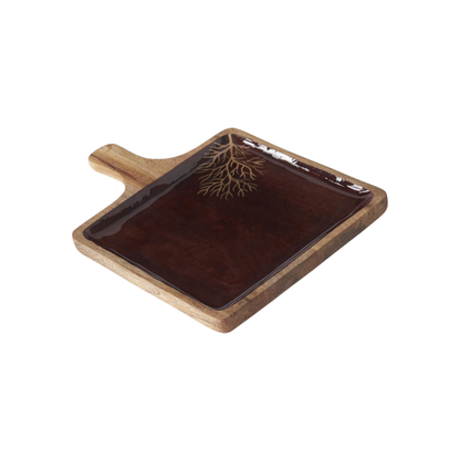 Wooden Enameled Gold Leaf Square Trays