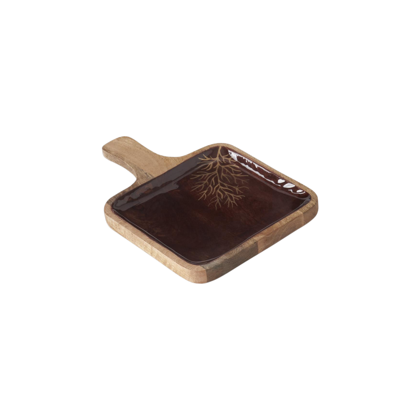 Wooden Enameled Gold Leaf Square Trays