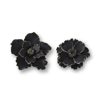 Resin Black & Gold Gilded Wall Flower