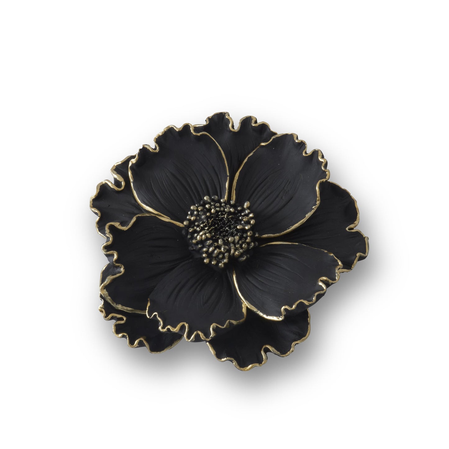 Resin Black & Gold Gilded Wall Flower