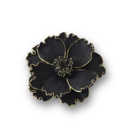 Resin Black & Gold Gilded Wall Flower