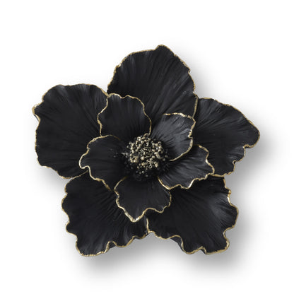 Resin Black & Gold Gilded Wall Flower