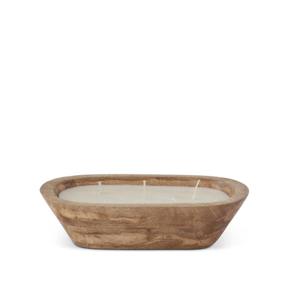 Rectangular Natural Wood Bowl Filled Candles