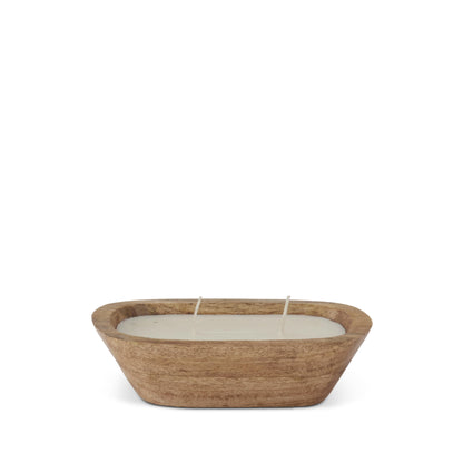 Rectangular Natural Wood Bowl Filled Candles