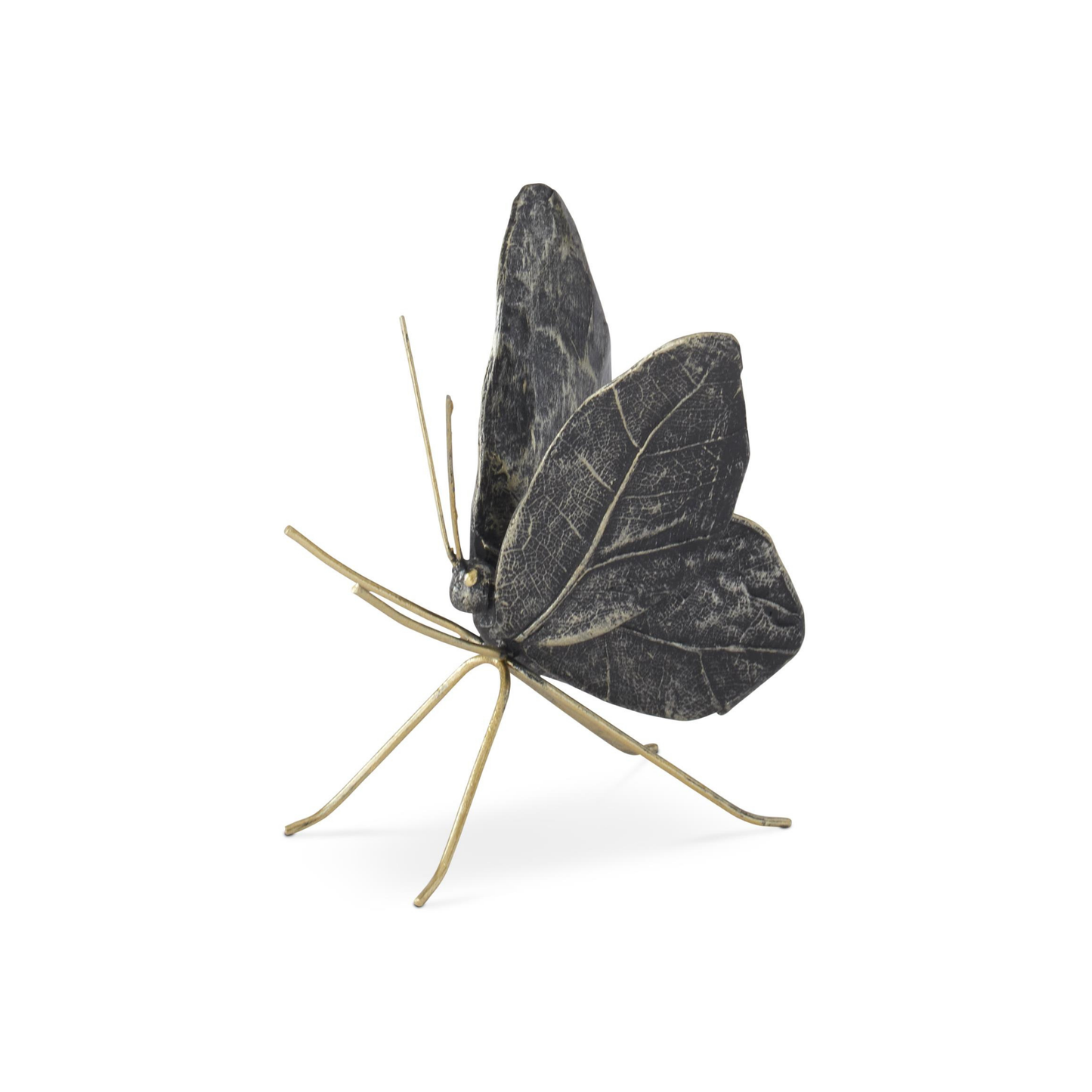 Black & Gold Resin Leaf Wing Butterfly Decor