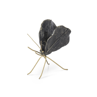 Black & Gold Resin Leaf Wing Butterfly Decor