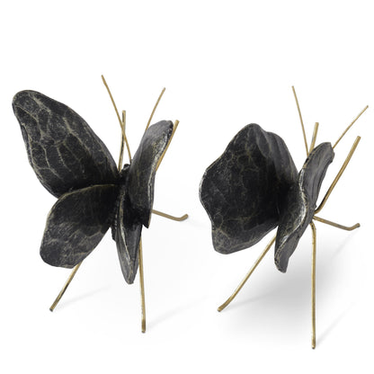 Black & Gold Resin Leaf Wing Butterfly Decor