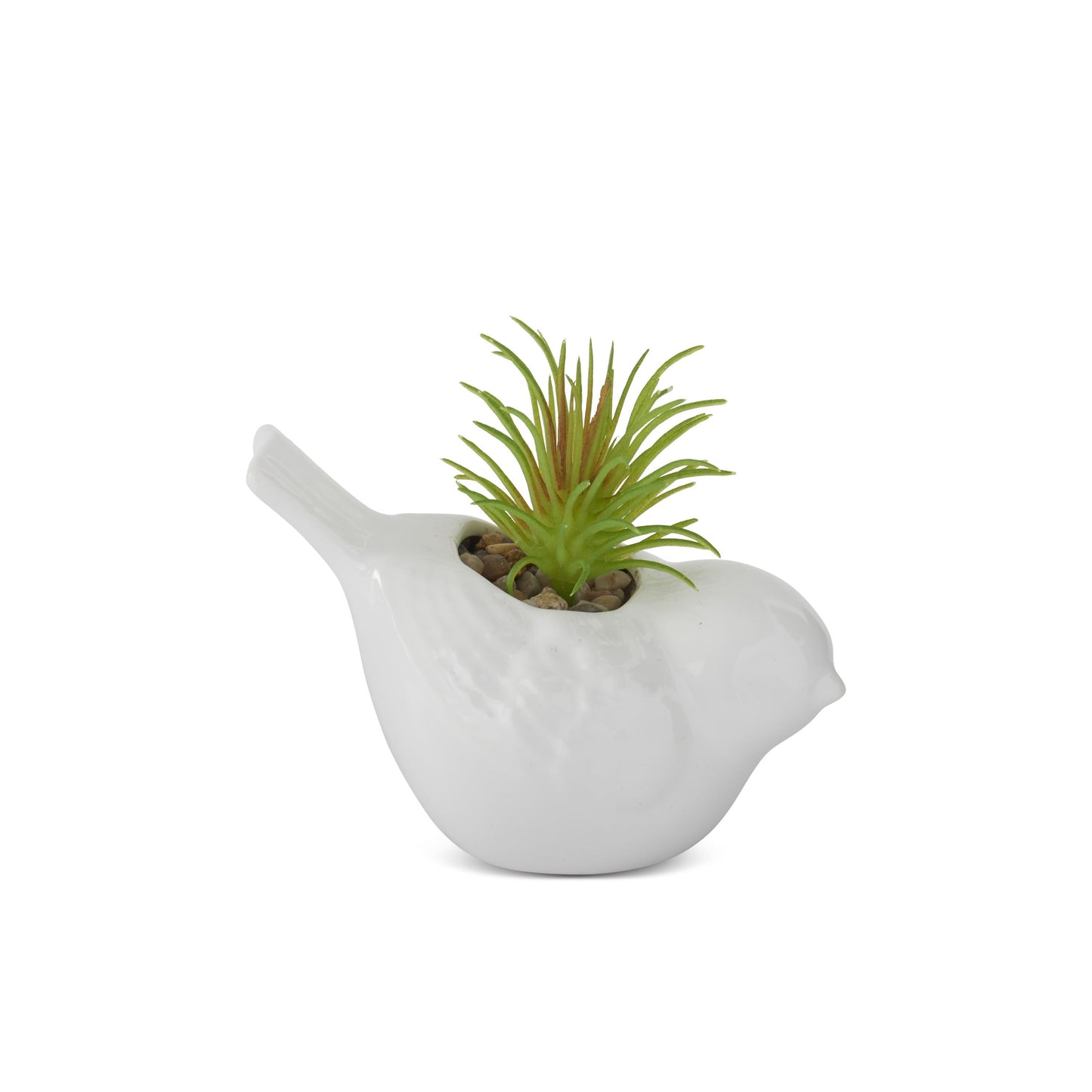 White Ceramic Bird with Succulent