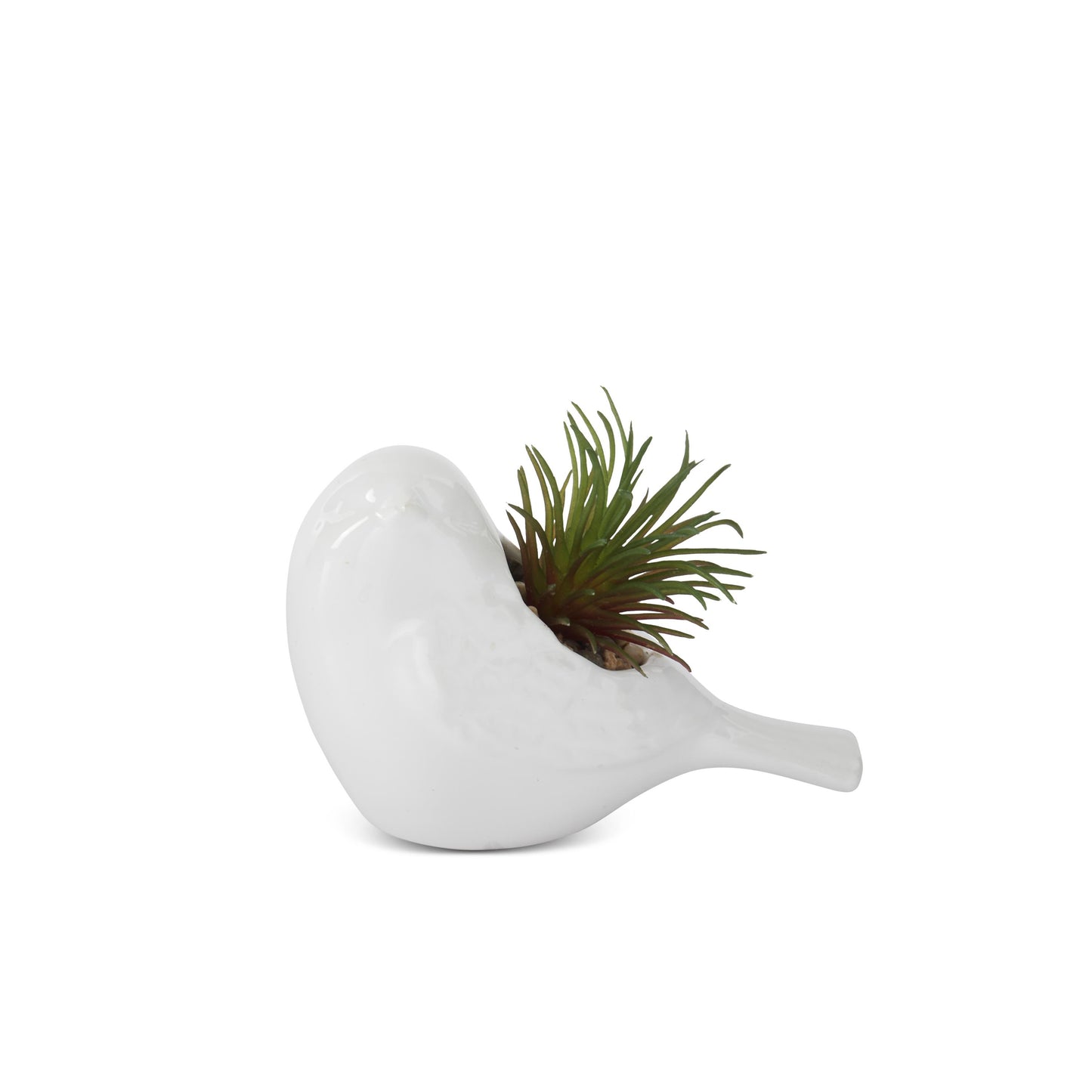 White Ceramic Bird with Succulent