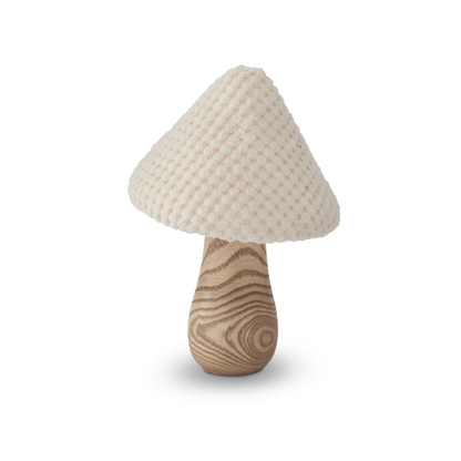 Cream Fabric & Wood Mushroom Sitters