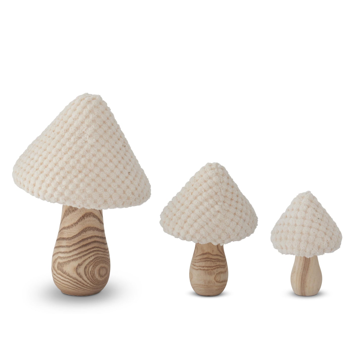 Cream Fabric & Wood Mushroom Sitters