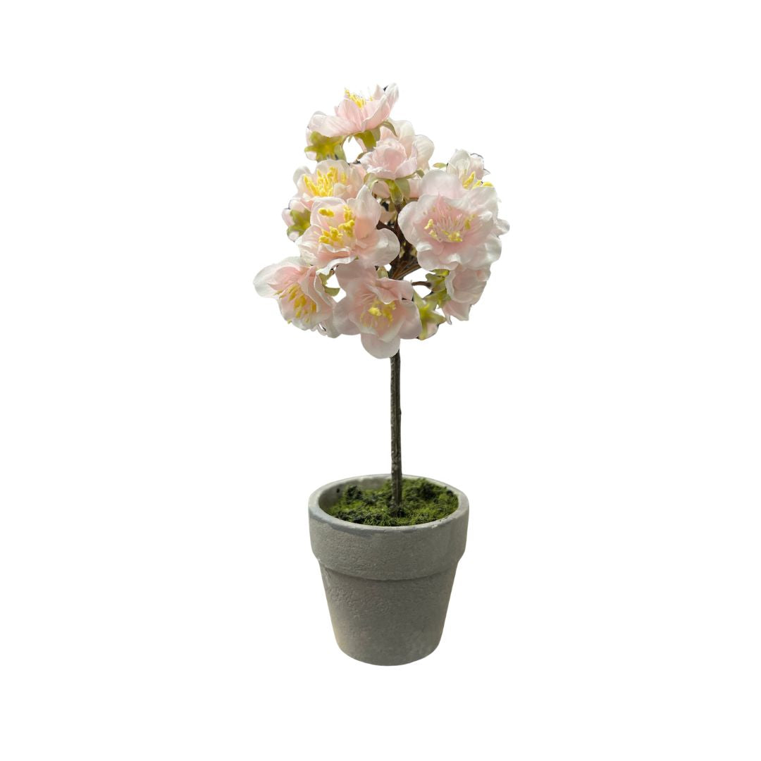 Potted Faux Cherry Blossom Topiaries
