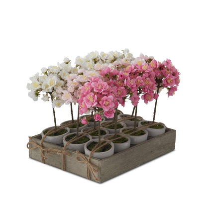 Potted Faux Cherry Blossom Topiaries