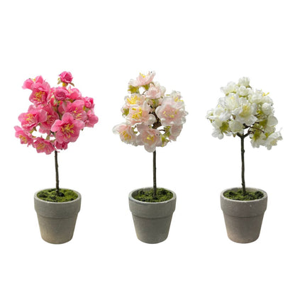 Potted Faux Cherry Blossom Topiaries