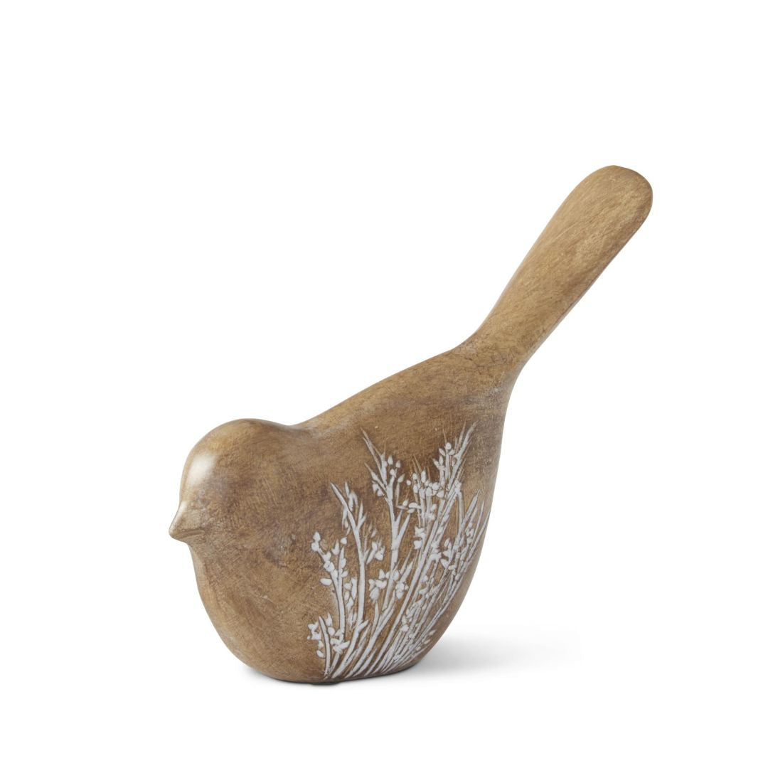 Brown Resin Flower Embossed Birds