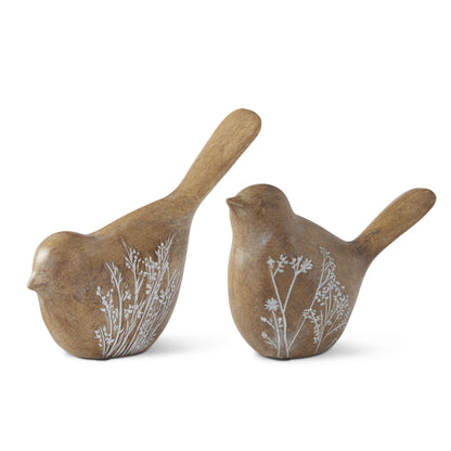 Brown Resin Flower Embossed Birds