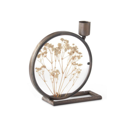 Round Dried Floral Display Taper Candleholder & Frame