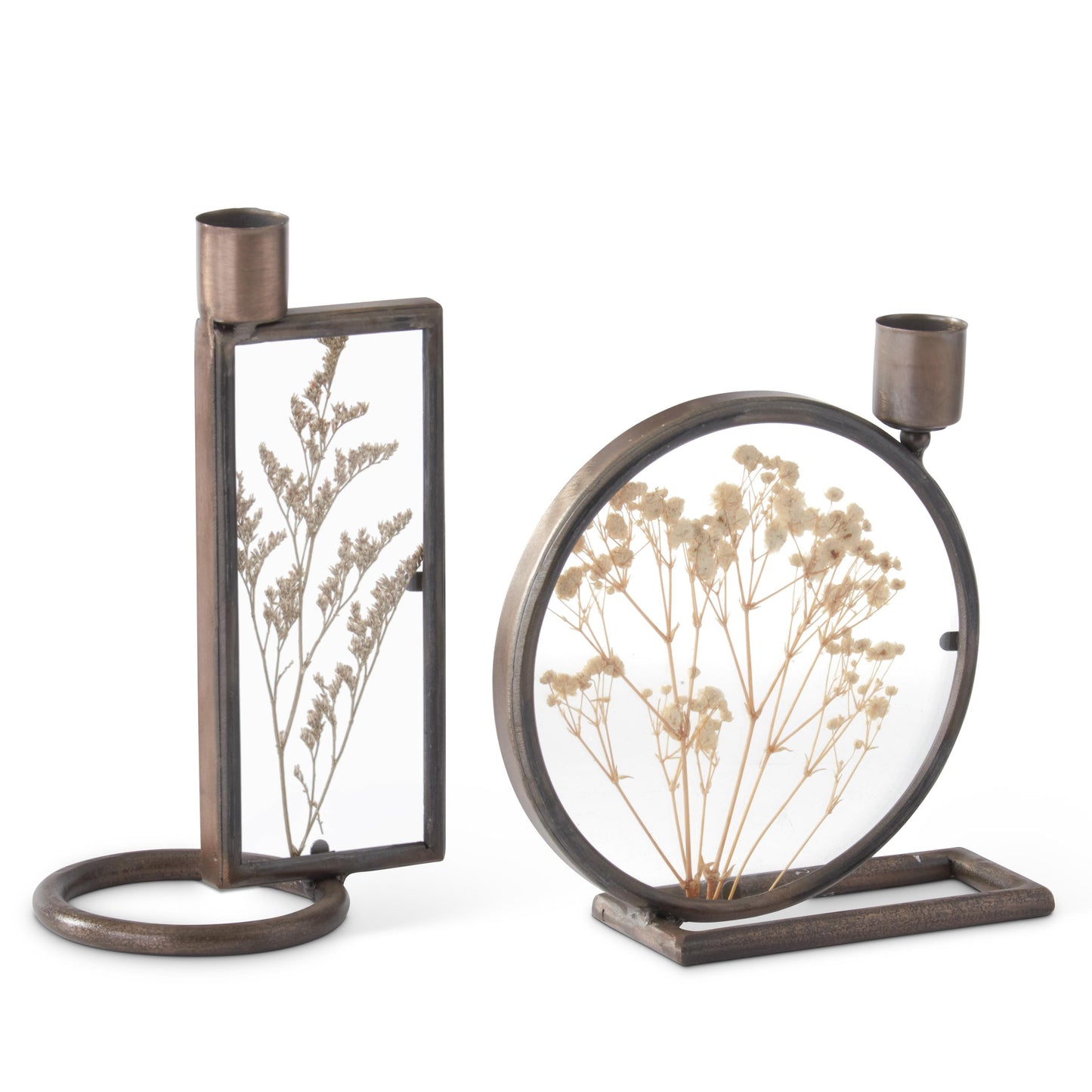 Tall Dried Floral Display Taper Candleholder & Frame