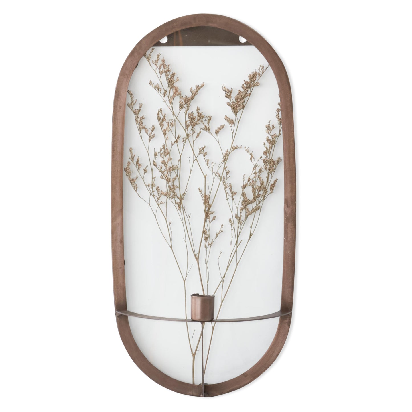 Oval Dried Floral Hanging Candleholder & Frame