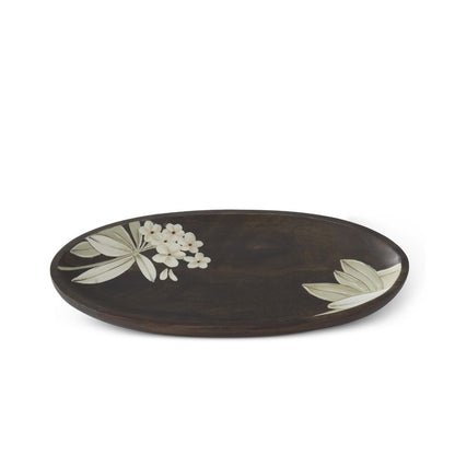 Wooden Floral Hand-Painted Oval Tray