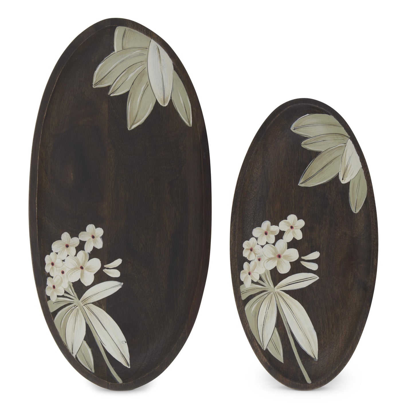 Wooden Floral Hand-Painted Oval Tray