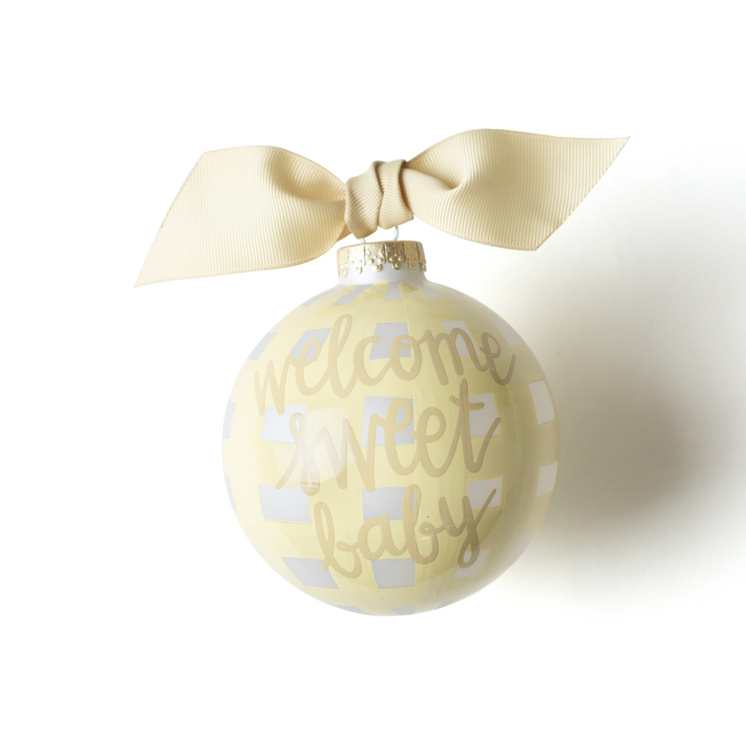 Welcome Sweet Baby Glass Ornament