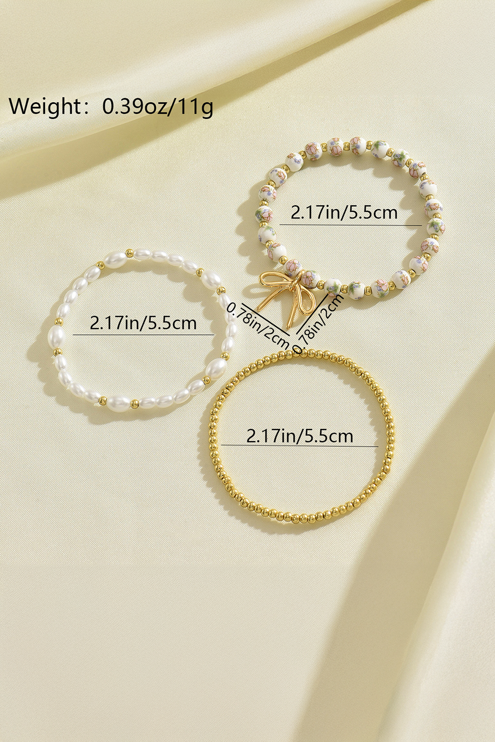 Bow Knot Beaded Triple Layer Bracelet Set