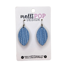 Load image into Gallery viewer, Palm Leather Leaf Earrings - Sky Blue
