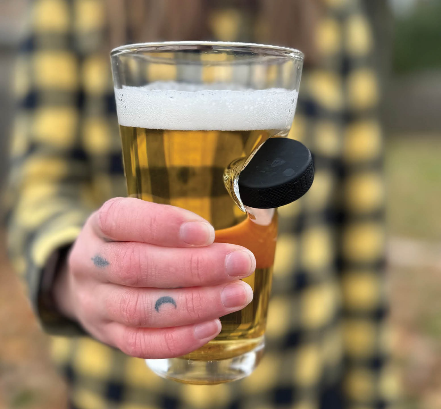 Hockey Puck Pint Glass