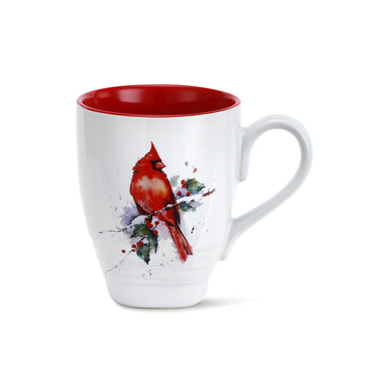 Cardinal & Holly Holiday Mug