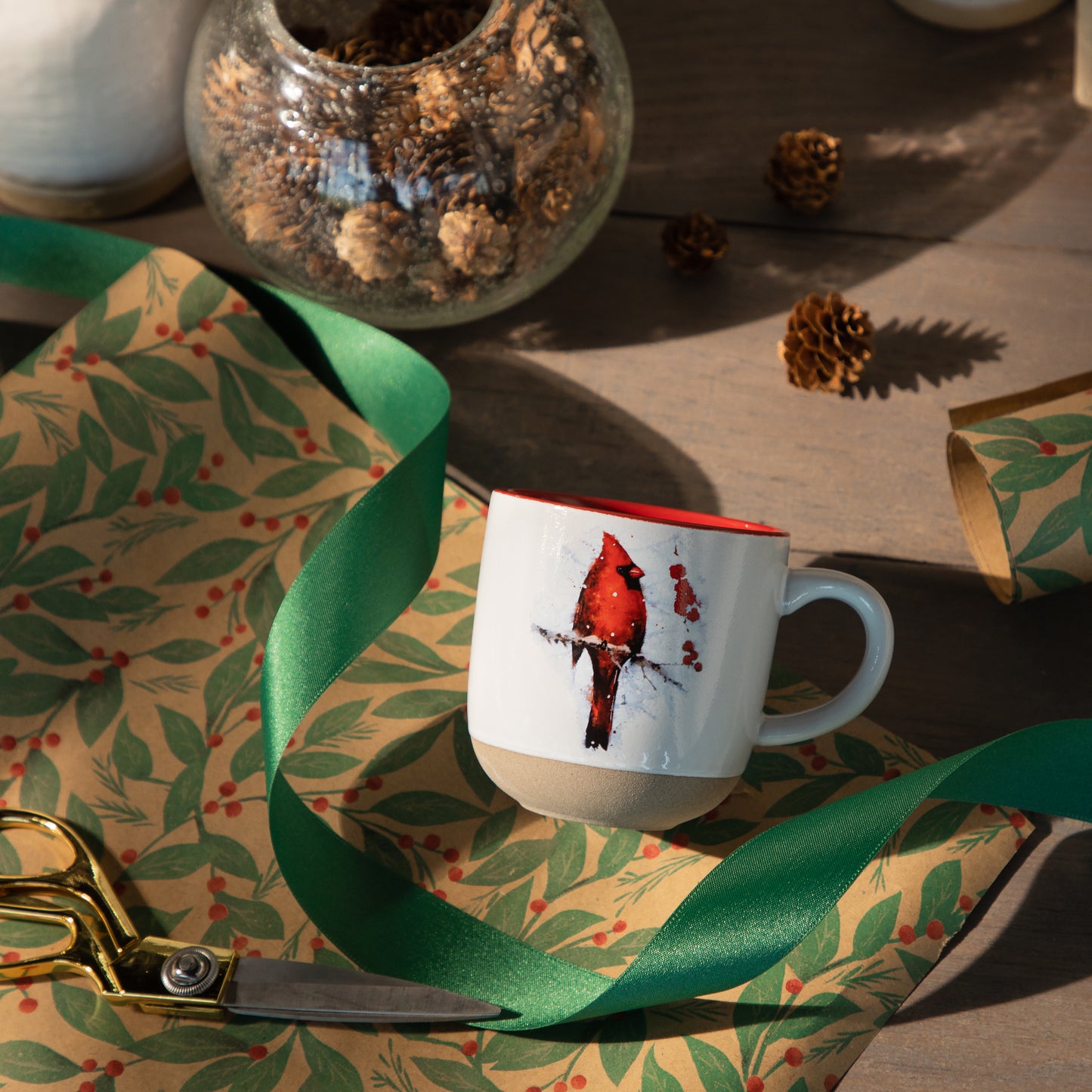 Cardinal with Holly Mug & Card Set