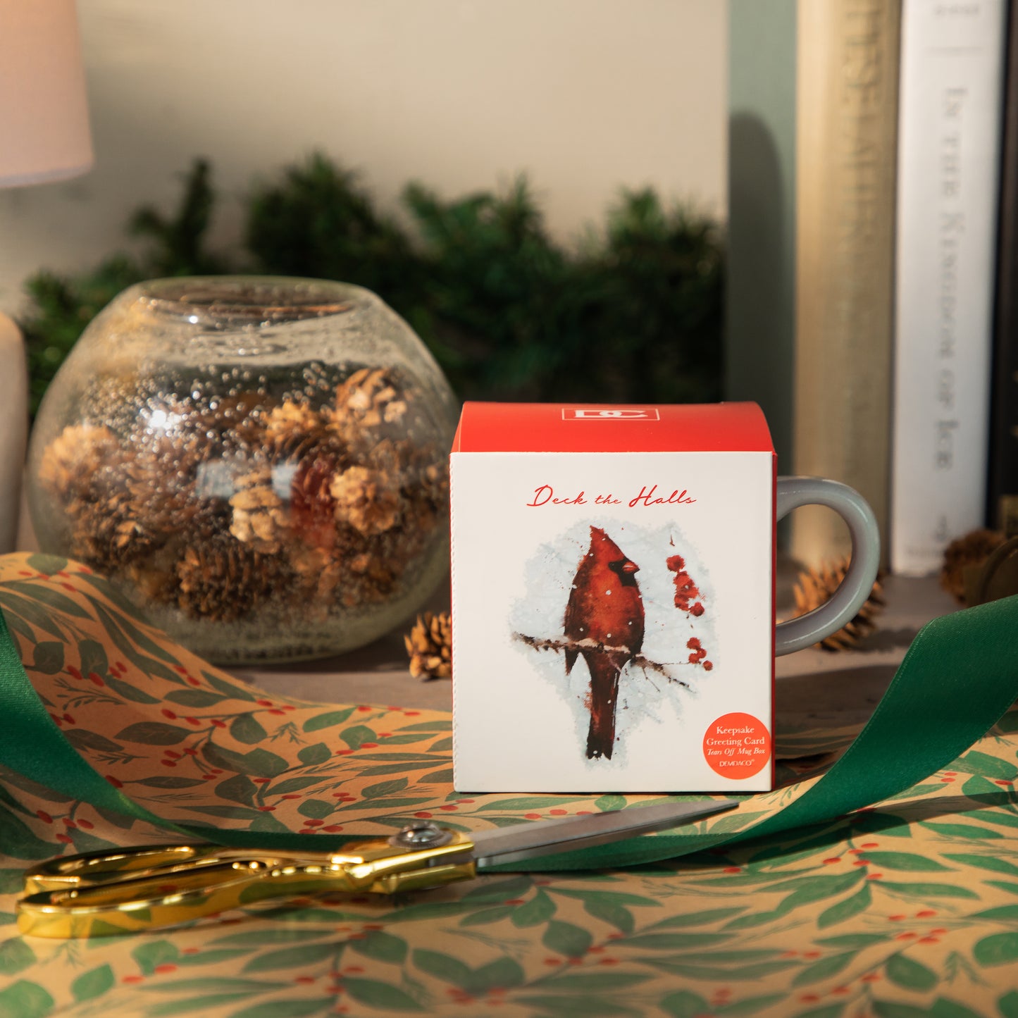 Cardinal with Holly Mug & Card Set