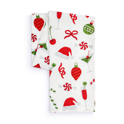 Martini & Peppermint Print Cotton Twill Bar Towel