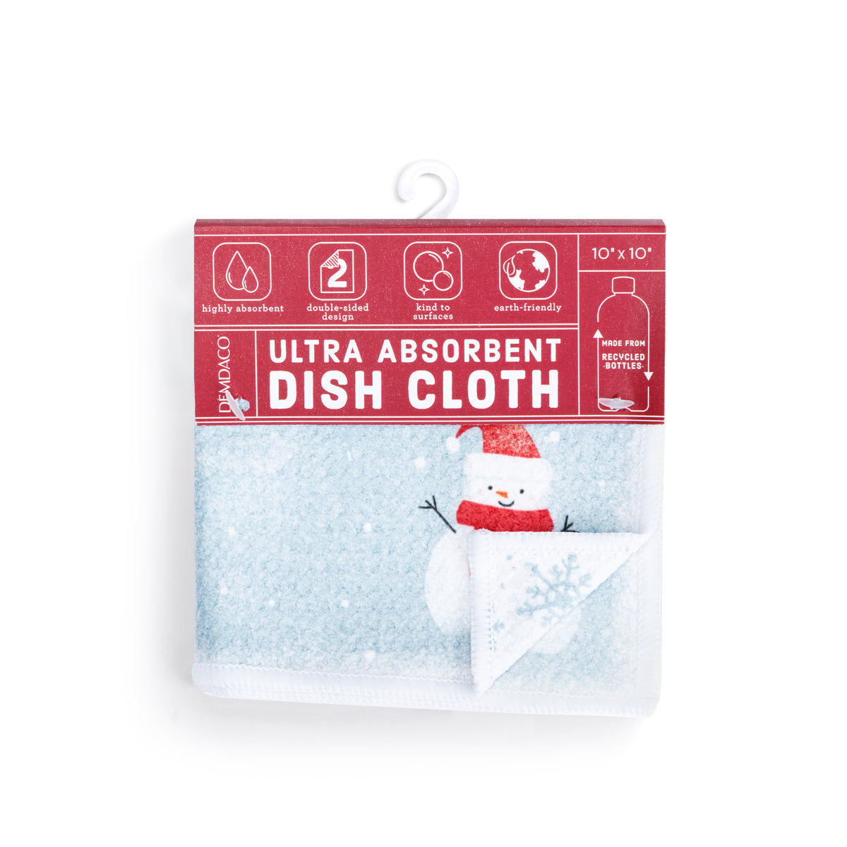 Absorbent Double Sided Dishcloths Set - Blue Snowmen