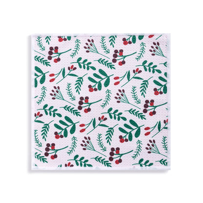 Absorbent Double Sided Dishcloths Set - Holly Plaid