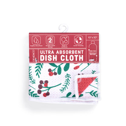 Absorbent Double Sided Dishcloths Set - Holly Plaid