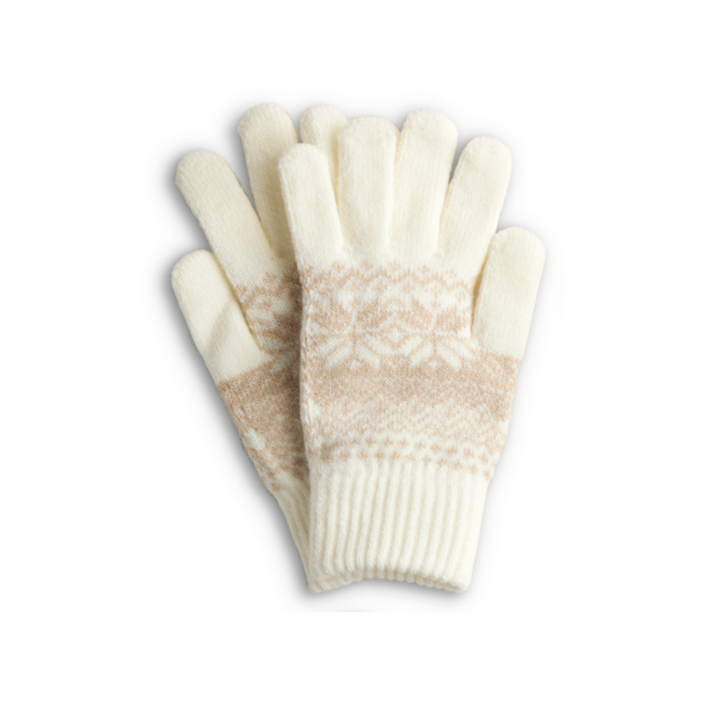 Holiday Winter Gloves - Cream & Tan