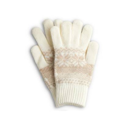 Holiday Winter Gloves - Cream & Tan