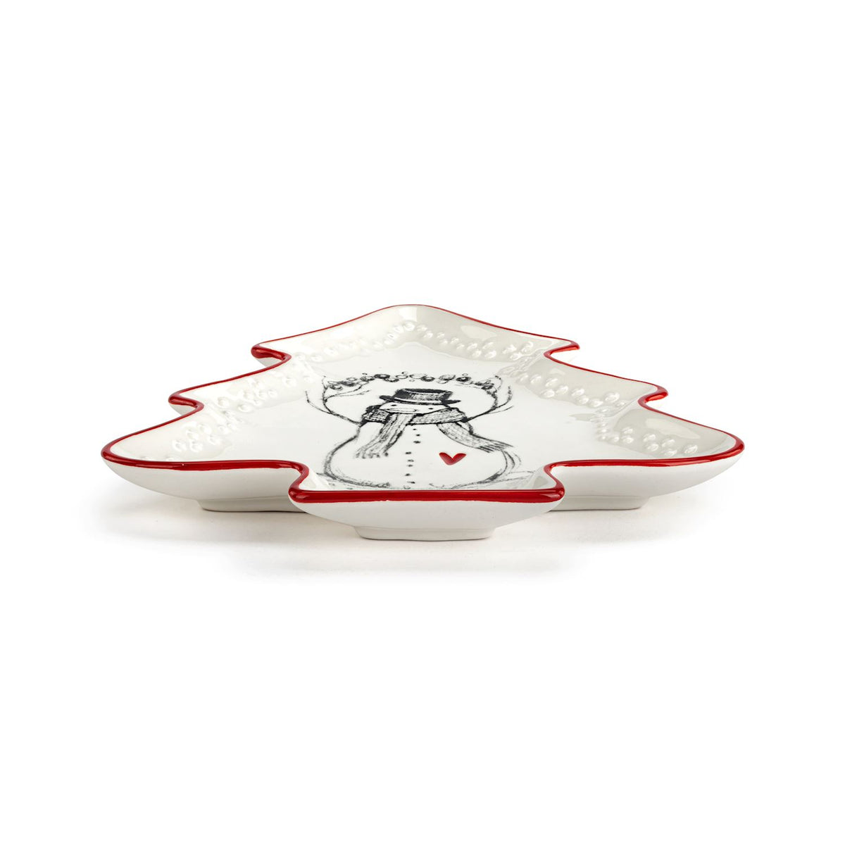 Snowman Heart Mini Ceramic Tree Shaped Dish