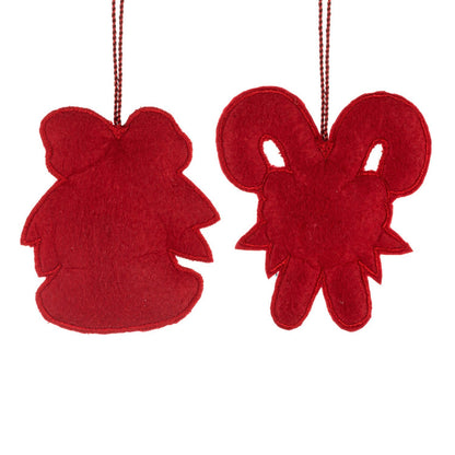 Candy Cane & Bell Red Beaded Ornament Set