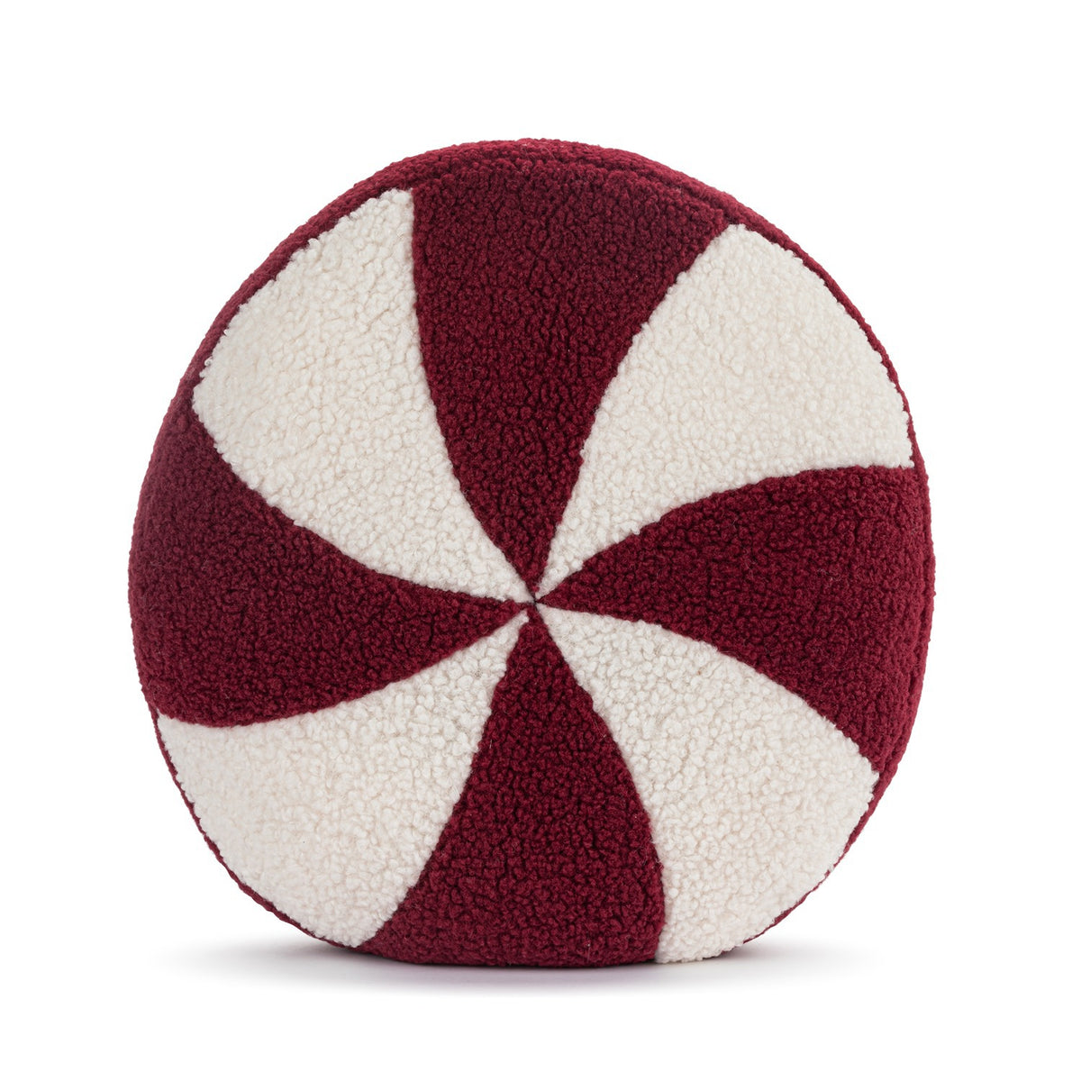 Boucle Red & White Peppermint Round Pillow